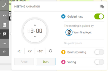 Un Daily Meeting virtuel avec minuteur, navigation guidée, options de brainstorming et de vote