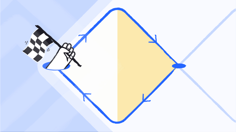 Illustration of the Double Diamond used in the design process with a focus on the fist diverging and converging steps