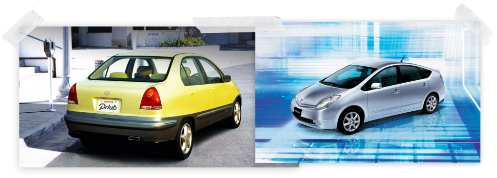 Image of the Toyota prius prototype and Photo of the Toyota Prius 2nd generation