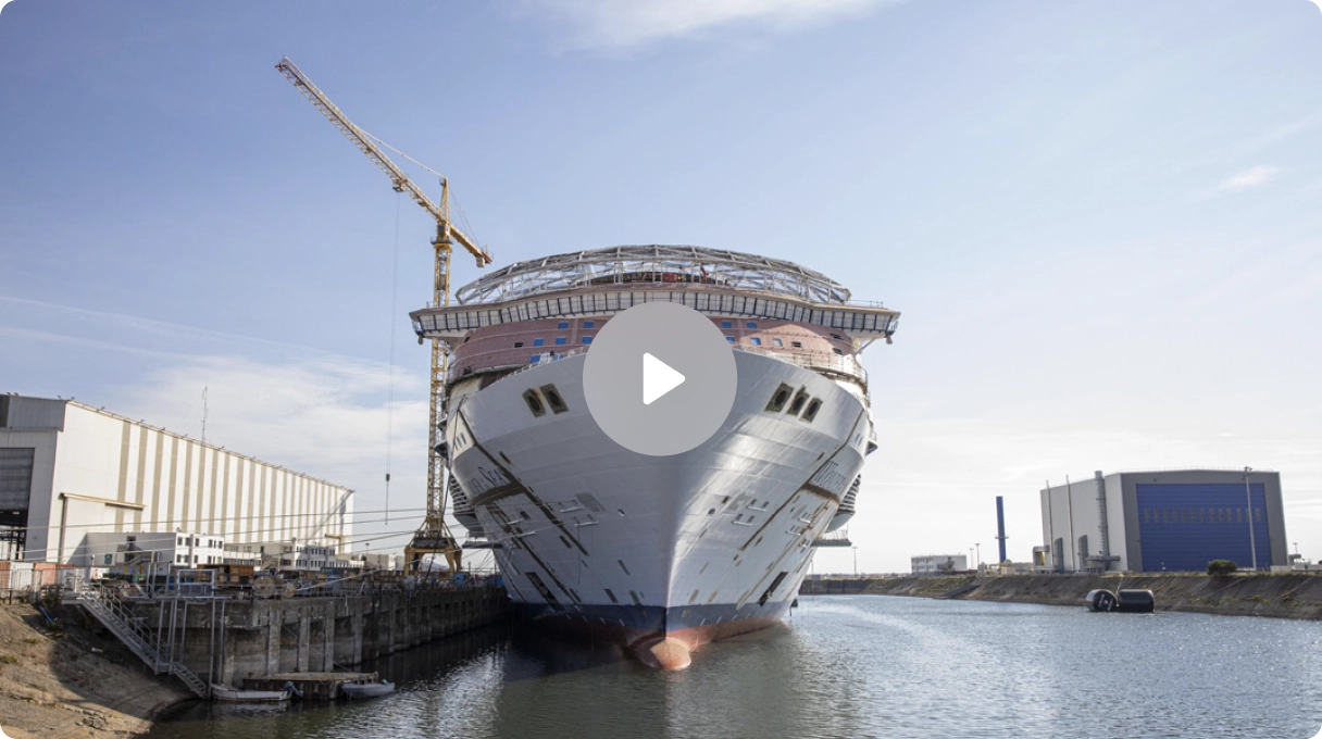 Picture of a boat built by Chantiers de l'Atlantique thanks to the lean online software iObeya