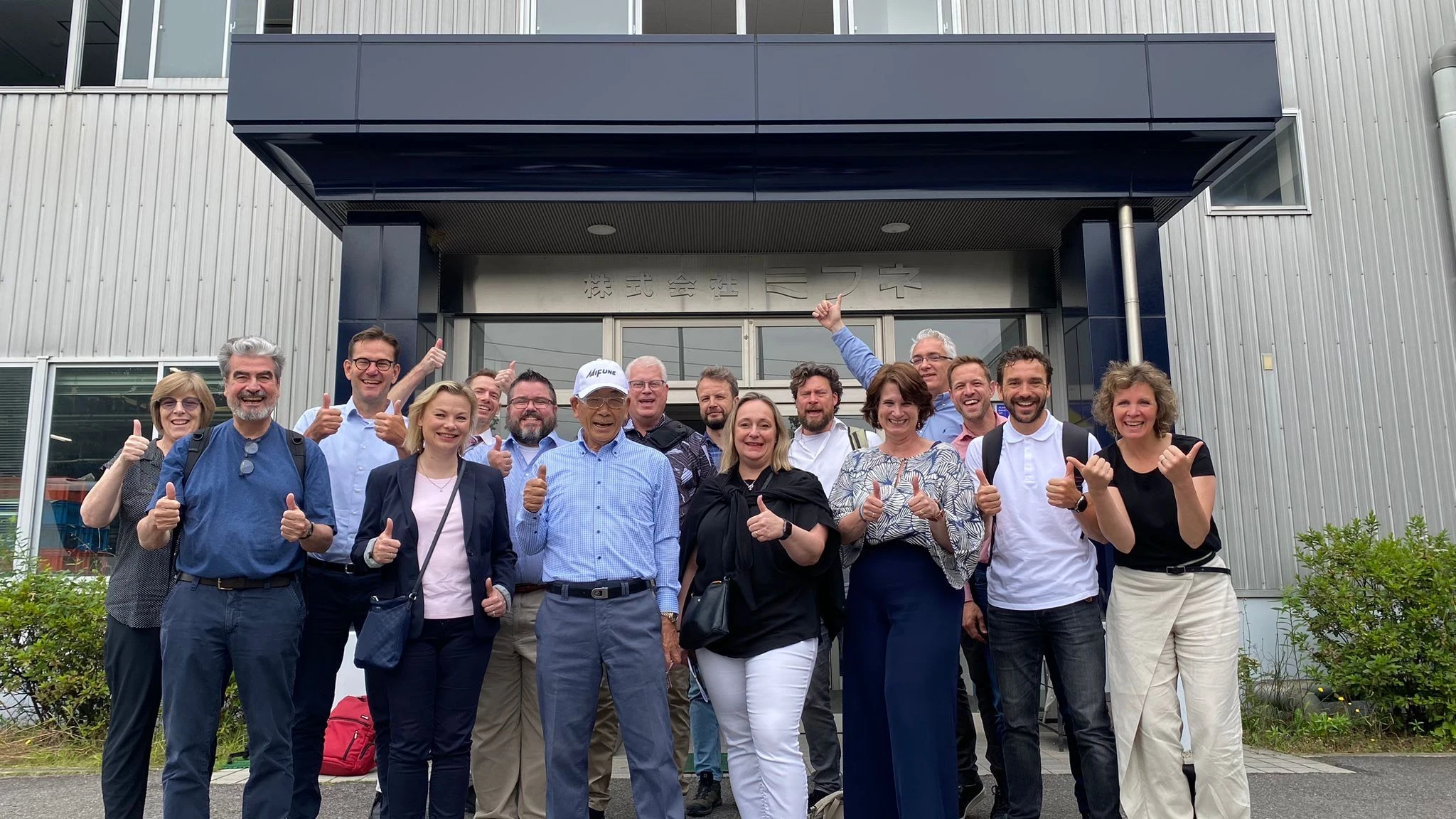 Group of Obeya Enthusiasts in front of Toyota Management Institute to study Obeya and Kobeya practices