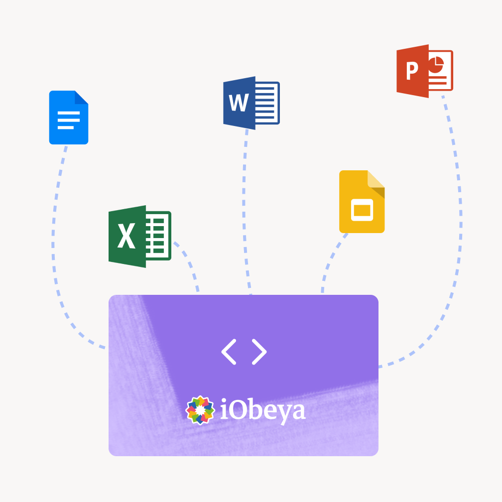 Web content feature is compatible with Microsoft Excel, Word, Powerpoint and Visio via Sharepoint, Microsoft Power Bi, Google Sheets, Docs, Slides and Maps, Youtube and Vimeo