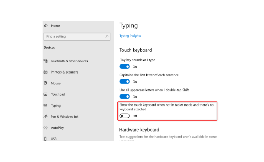 Screenshot of instructions for how to configure a virtual keyboard for optimized meetings.